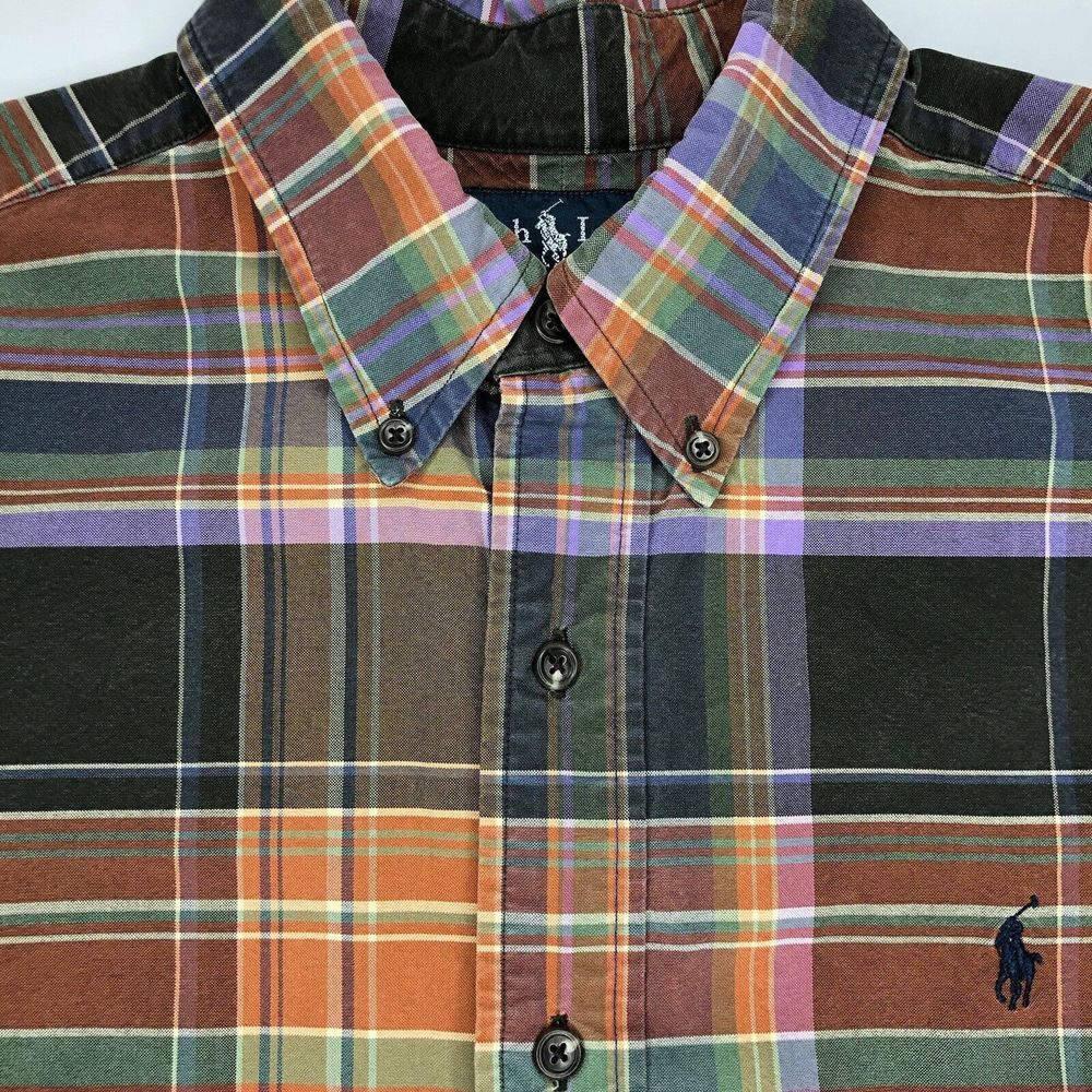 Ralph Lauren Men's Large Multicolor Plaid Button Down Long Sleeve Fall Shirt‎
